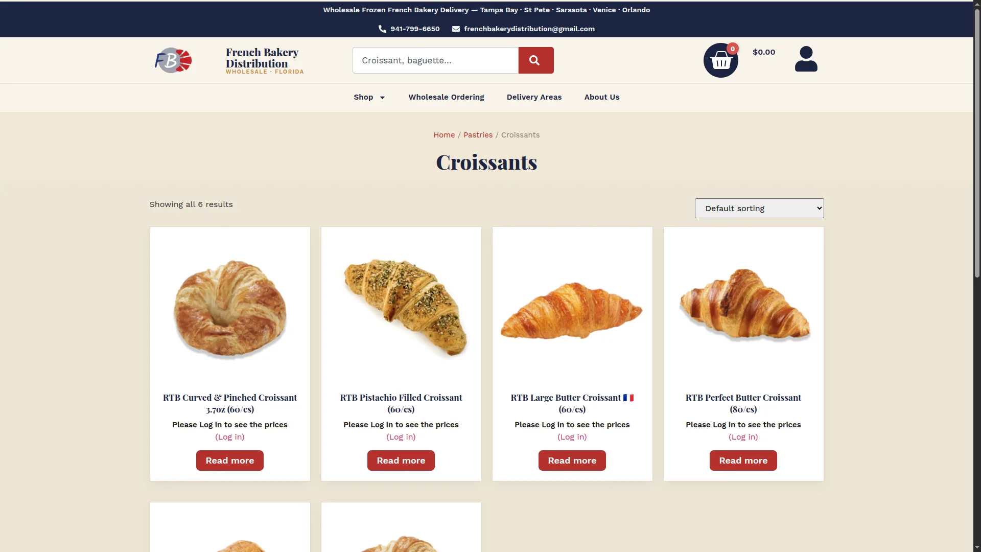 Page catégorie du catalogue professionnel de French Bakery Distribution