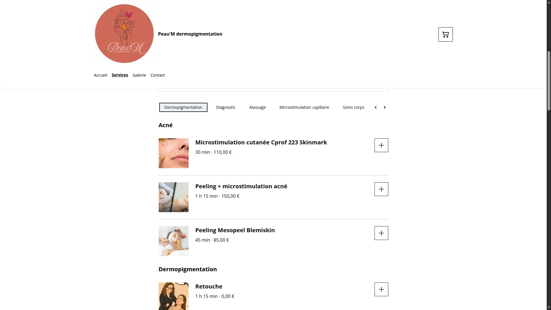Accès à la prise de rendez-vous sur le site de Peau’M Dijon