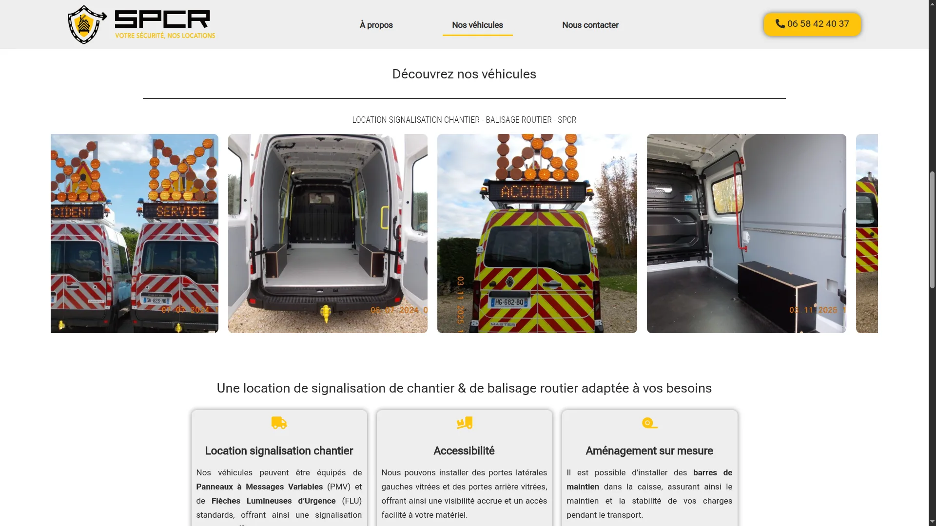 Présentation des véhicules de signalisation et de balisage proposés à la location par SPCR 70